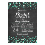 Teal Green Confetti Chalkboard Bridal Shower Card