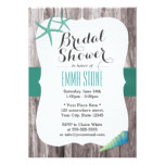 Teal Green Seashell & Starfish Beach Bridal Shower Card
