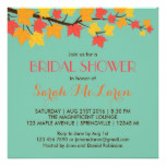 Teal Maple Leaves Fall Bridal Shower Invitation