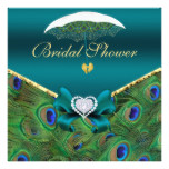 Teal Peacock Bridal Shower Invite