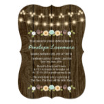 Teal String of Lights Fall Rustic Bridal Shower Card