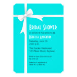 Teal with White Ribbon & Bow Bridal Shower Card