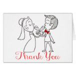 Thank You Bride And Groom Black, Red Wedding Card
