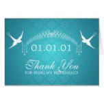 Thank You Bridesmaid Birds & Diamonds Turquoise Card