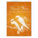 Thank You Bridesmaid Love Birds Orange Card