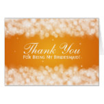 Thank You Bridesmaid Party Sparkle Orange Card