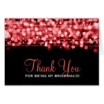 Thank You Bridesmaid Party Sparkles Red Card