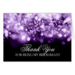 Thank You Bridesmaid Sparkling Lights Purple Card