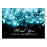 Thank You Bridesmaid Sparkling Lights Turquoise Card