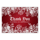 Thank You Bridesmaid Victorian Flourish Red Card