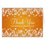 Thank You Bridesmaid Winter Sparkle Orange Card