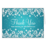 Thank You Bridesmaid Winter Sparkle Turquoise Card