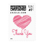Thank You Doodle Heart Red Pink Wedding Love Postage Stamp