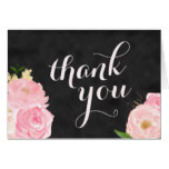 thank you note card | chalkboard with pink flowers