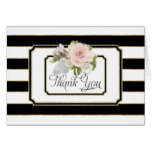 Thank You Notes Rose Floral Art Deco Striped