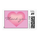 Thank you pink fade heart postage stamp