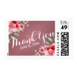 Thank You Stamp Watercolor Floral Purple Metal