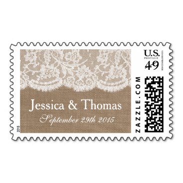 The Burlap & Lace Wedding Collection Postage Stamp