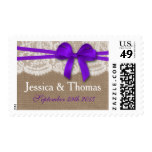 The Rustic Purple Bow Wedding Collection Postage Stamp