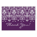Trendy Purple Damask Thank You Note Card