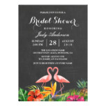 Tropical Bridal Shower Floral Chalkboard Flamingo Card