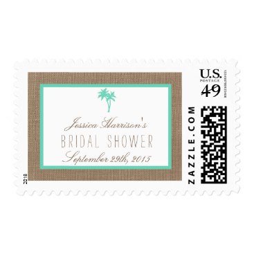 Tropical Palm Tree Beach Bridal Shower Postage