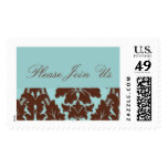 Turquoise and Chocolate Damask Invitation Stamps