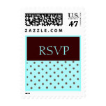 Turquoise and Chocolate RSVP Polka Party Stamps
