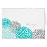 Turquoise and Gray Dahlia Blossom Thank you notes