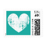 Turquoise and white vintage heart wedding stamps