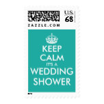 Turquoise blue keep calm wedding shower stamps