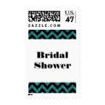 Turquoise Chevron Glitter Bridal Shower Postage