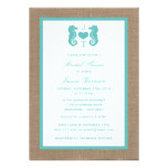 Turquoise Monogram Seahorse Beach Bridal Shower Card