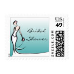 Turquoise Ombre Bridal Shower Postage Stamps