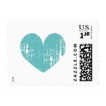Turquoise rustic heart 1.12 cent wedding stamps