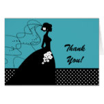 Turquoise Silhouette Bride Thank You Note Card