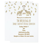 Two Elephants & Heart Gold Fall Wedding Invitation