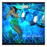 vintage  anchor mermaid beach bridal shower card