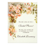 Vintage Bridal Shower Antique Roses Flowers Floral Card