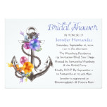 Vintage Bridal Shower Floral Ship Anchor Blue Card