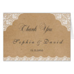 Vintage Lace Craft Paper Wedding THANK YOU Card