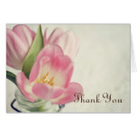 Vintage Pink Tulips Mason Jar Thank You Card