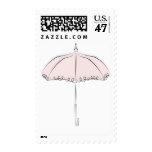 Vintage Pretty Pink Parasol Postage Stamp