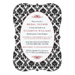 Vintage Red, Black & White Damask Bridal Shower Card
