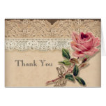 Vintage Rose Bridal Shower Thank You Note Card