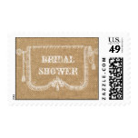 Vintage Rustic Burlap Bridal Shower Postage Stamp