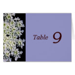 vintage  white floral purple table numbers card
