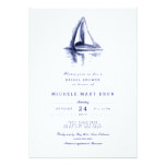 Watercolor Boat Navy Blue Bridal Shower Invite