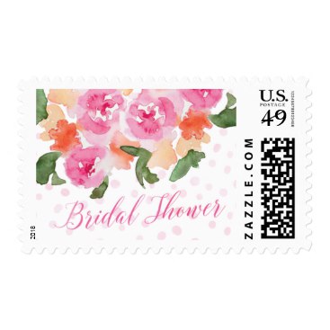 Watercolor Floral Bouquet Bridal Shower Postage Stamp