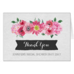 Watercolor Pink Floral Bridal Shower Thank You Card